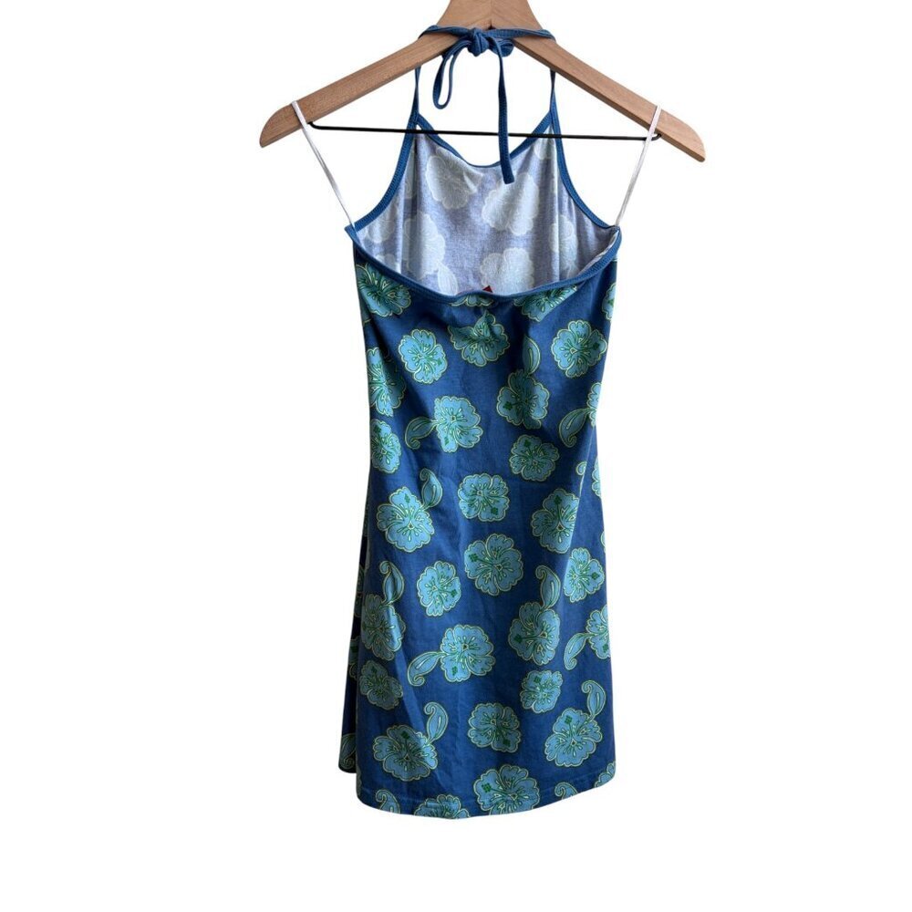 Y2K Hawaiian Tropical Floral Print Halter Dress Size Large 10 -12 - Picture 2 of 5